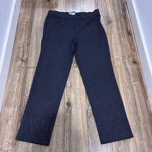 Briggs Pull On Pants Womens Size Large Navy Blue/White Elastic Waist